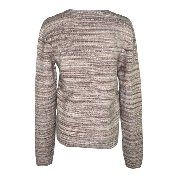 ATM Anthony Thomas Melillo Space Dyed V-Neck Sweater Neutral Stripe Small NWT - Picture 3 of 11